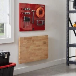 Husky 41 In. W X 24 In. D Folding Wood Top Wall Mounted Workbench -Husky Tools Shop husky workbenches g4100fw us 40 1000