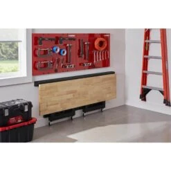 Husky Ready-To-Assemble 6 Ft. Folding Adjustable Height Solid Wood Top Workbench In Black -Husky Tools Shop husky workbenches g7200fw us 77 1000