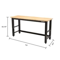 Husky 72 In. W X 24 In. D Adjustable Height Black Workbench For Ready To Assemble Steel Garage Storage System -Husky Tools Shop husky workbenches g7200s us a0 1000