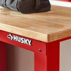Husky Ready To Assemble 72 In. W X 24 In. D Adjustable Height Red Workbench With Solid Wood Top -Husky Tools Shop husky workbenches g7200sr us 1d 1000