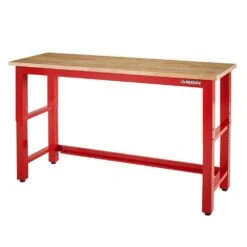 Husky Ready To Assemble 72 In. W X 24 In. D Adjustable Height Red Workbench With Solid Wood Top -Husky Tools Shop husky workbenches g7200sr us d4 1000