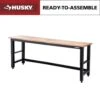 Husky 96 In. W X 24 In. D Adjustable Height Black Workbench, Solid Wood Top For Ready To Assemble Steel Garage Storage System -Husky Tools Shop husky workbenches g9600 us1 64 1000