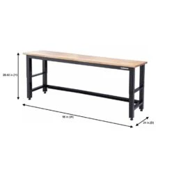 Husky 8 Ft. Adjustable Height Solid Wood Top Workbench In Red For Ready To Assemble Steel Garage Storage System -Husky Tools Shop husky workbenches g9600r us1 a0 1000