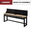 Husky Ready-To-Assemble 96 In. W X 20 In. 3-Drawer Black Workbench With Solid Wood Top And Pegboard -Husky Tools Shop husky workbenches g9603s us 64 1000