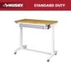 Husky 46 In. W X 24 In. D 2-Drawer Adjustable Height White Worktable With Solid Wood Top -Husky Tools Shop husky workbenches holt4602bj2 64 1000