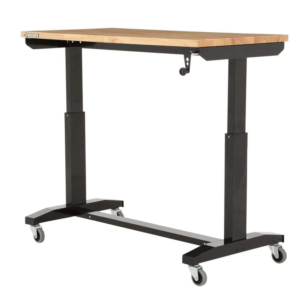 Husky 46 In. W X 24 In. DAdjustable Height Black Workbench Table With Solid Wood Top 8 Husky 46 In. W X 24 In. DAdjustable Height Black Workbench Table With Solid Wood Top - Image 6