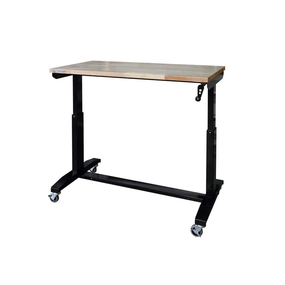 Husky 46 In. W X 24 In. DAdjustable Height Black Workbench Table With Solid Wood Top 15 Husky 46 In. W X 24 In. DAdjustable Height Black Workbench Table With Solid Wood Top - Image 13