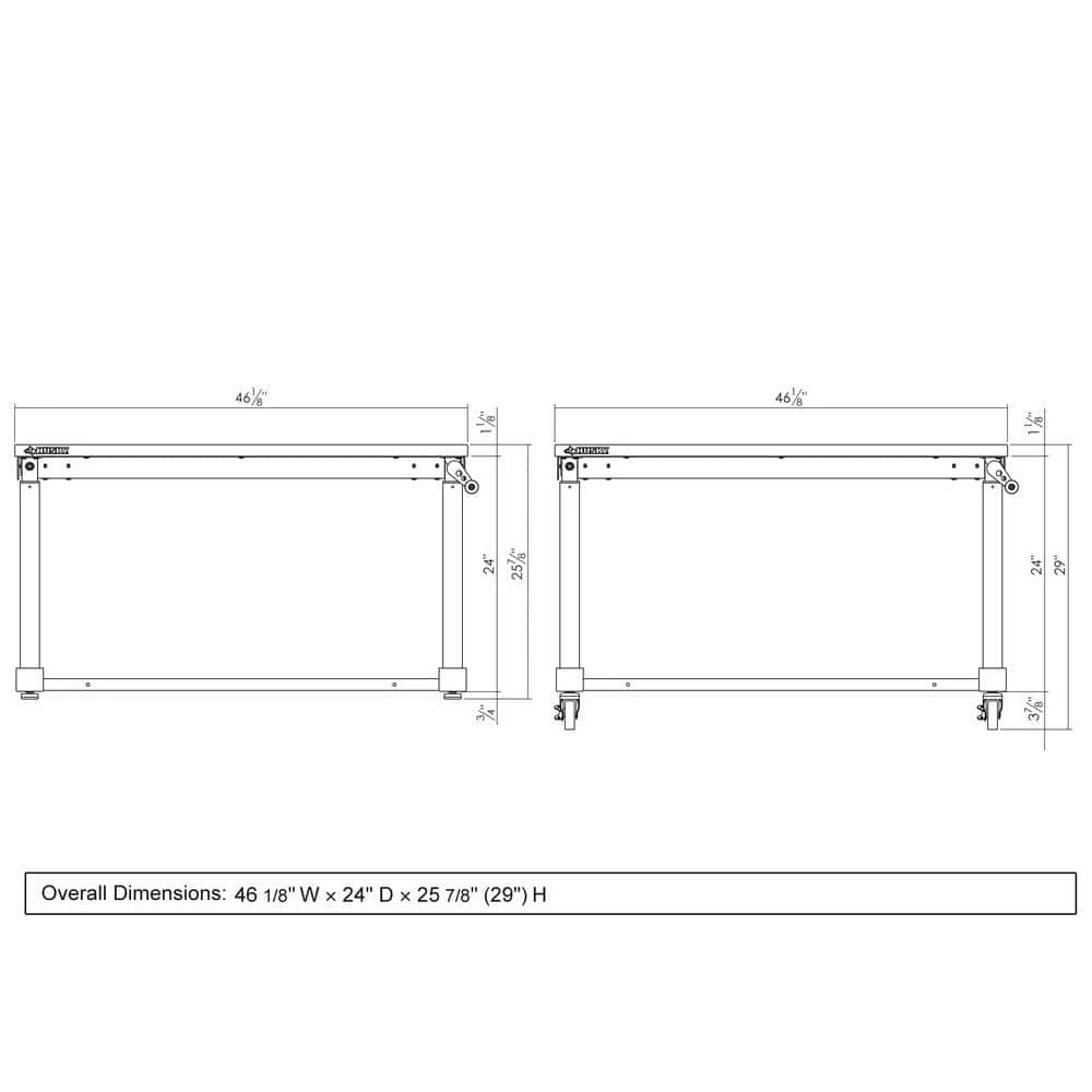Husky 46 In. W X 24 In. DAdjustable Height Black Workbench Table With Solid Wood Top 16 Husky 46 In. W X 24 In. DAdjustable Height Black Workbench Table With Solid Wood Top - Image 14