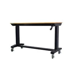 Husky 46 In. Wide X 18 In. Deep Adjustable Height Work Table With Wood Top, Gloss Black -Husky Tools Shop husky workbenches holt46xdb13 1d 1000