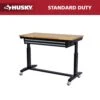 Husky 52 In. W X 24 In. D 2-Drawer Adjustable Height Blaxk Work Table With Solid Wood Top 1 Husky 52 In. W X 24 In. D 2-Drawer Adjustable Height Blaxk Work Table With Solid Wood Top -Husky Tools Shop husky workbenches holt5202b12 64 1000