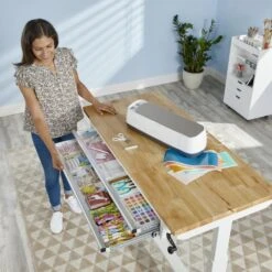 Husky 52 In. W X 24 In. D 2-Drawer Adjustable Height White Workbench Table With Solid Wood Top -Husky Tools Shop husky workbenches holt5202bj2 4f 1000