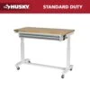 Husky 52 In. W X 24 In. D 2-Drawer Adjustable Height White Workbench Table With Solid Wood Top 1 Husky 52 In. W X 24 In. D 2-Drawer Adjustable Height White Workbench Table With Solid Wood Top -Husky Tools Shop husky workbenches holt5202bj2 64 1000