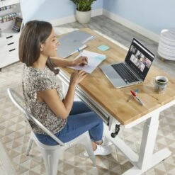 Husky 52 In. W X 24 In. D 2-Drawer Adjustable Height White Workbench Table With Solid Wood Top -Husky Tools Shop husky workbenches holt5202bj2 66 1000