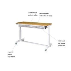 Husky Tool Storage 62 In. W White Adjustable Height Work Table With 2-Drawers 18 Husky Tool Storage 62 In. W White Adjustable Height Work Table With 2-Drawers -Husky Tools Shop husky workbenches holt6202bj2 a0 1000