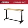 Husky 62 In. W X 24 In. D Adjustable Height Black Workbench Table With Solid Wood Top -Husky Tools Shop husky workbenches holt62xdb12 64 1000