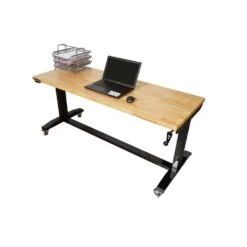 Husky 62 In. W X 24 In. D Adjustable Height Black Workbench Table With Solid Wood Top -Husky Tools Shop husky workbenches holt62xdb12 66 1000