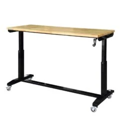 Husky 62 In. W X 24 In. D Adjustable Height Black Workbench Table With Solid Wood Top -Husky Tools Shop husky workbenches holt62xdb12 77 1000