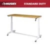 Husky 62 In. W X 24 In. D Adjustable Height White Worktable With Solid Wood Top -Husky Tools Shop husky workbenches holt62xdbj2 64 1000