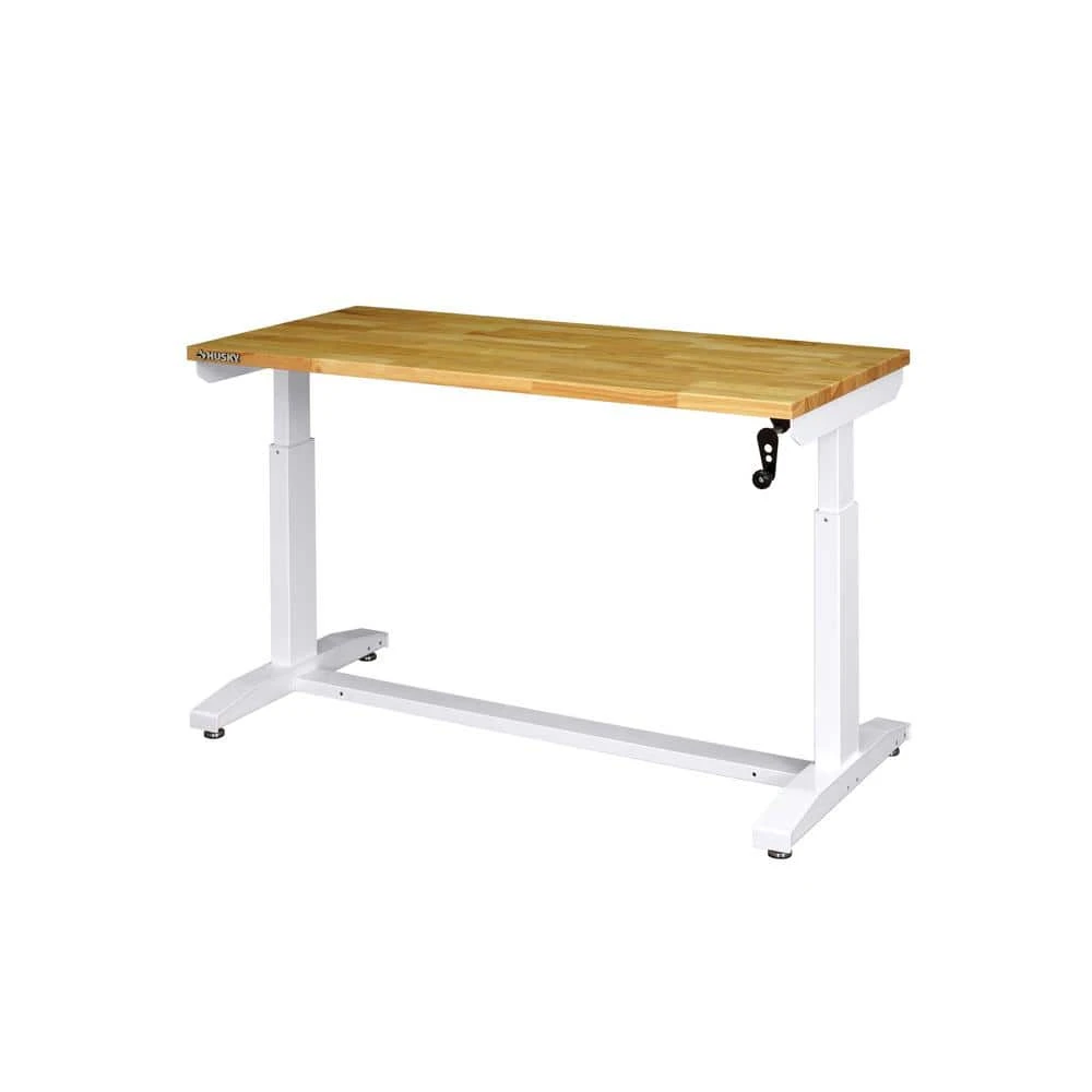 Husky 62 In. W X 24 In. D Adjustable Height White Worktable With Solid Wood Top 13 Husky 62 In. W X 24 In. D Adjustable Height White Worktable With Solid Wood Top - Image 11