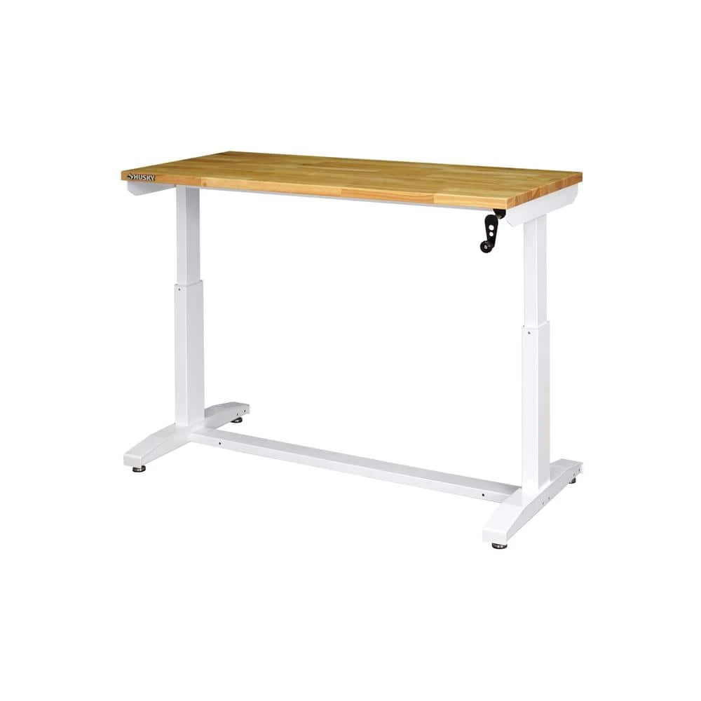 Husky 62 In. W X 24 In. D Adjustable Height White Worktable With Solid Wood Top 9 Husky 62 In. W X 24 In. D Adjustable Height White Worktable With Solid Wood Top - Image 7
