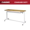 Husky 72 In. W X 24 In. D 2-Drawer Adjustable Height White Worktable With Solid Wood Top -Husky Tools Shop husky workbenches holt7202bj2 64 1000