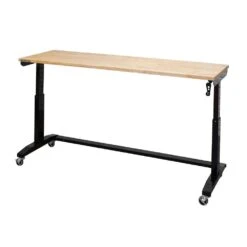 Husky 72 In. W X 24 In. D Adjustable Height Black Worktable With Solid Wood Top -Husky Tools Shop husky workbenches holt72xdb11 fa 1000