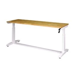 Husky 72 In. W X 24 In. D Adjustable Height White Workbench With Solid Wood Top -Husky Tools Shop husky workbenches holt72xdbj2 44 1000