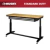 Husky 62 In. W X 24 In. D 2-Drawer Adjustable Height Black Workbench Table With Solid Wood Top 2 Husky 62 In. W X 24 In. D 2-Drawer Adjustable Height Black Workbench Table With Solid Wood Top -Husky Tools Shop husky workbenches hotl6202b12 64 1000