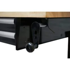Husky 62 In. W X 24 In. D 2-Drawer Adjustable Height Black Workbench Table With Solid Wood Top -Husky Tools Shop husky workbenches hotl6202b12 76 1000