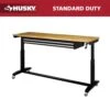 Husky 72 In. W X 24 In. D 2-Drawer Adjustable Height Black Workbench Table With Solid Wood Top -Husky Tools Shop husky workbenches hotl7202b12 64 1000