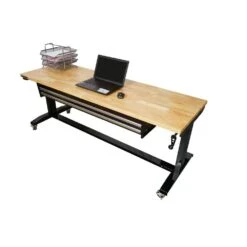 Husky 72 In. W X 24 In. D 2-Drawer Adjustable Height Black Workbench Table With Solid Wood Top 22 Husky 72 In. W X 24 In. D 2-Drawer Adjustable Height Black Workbench Table With Solid Wood Top -Husky Tools Shop husky workbenches hotl7202b12 77 1000