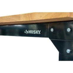Husky 46 In. W X 24 In. Deep Adjustable Height Work Table With Solid Wood Top, Gloss Black -Husky Tools Shop husky workbenches howt46xdb12 1d 1000