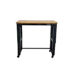 Husky 46 In. W X 24 In. Deep Adjustable Height Work Table With Solid Wood Top, Gloss Black -Husky Tools Shop husky workbenches howt46xdb12 1f 1000