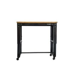 Husky 46 In. W X 24 In. Deep Adjustable Height Work Table With Solid Wood Top, Gloss Black -Husky Tools Shop husky workbenches howt46xdb12 fa 1000