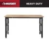 Husky 72 In. W X 23 In. D Adjustable Height Black Workbench, Solid Wood Top For Heavy Duty Welded Steel Garage Storage System -Husky Tools Shop husky workbenches htc1000004 64 1000