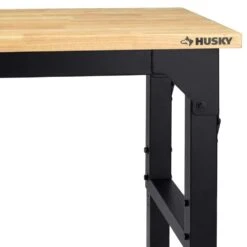 Husky 76 In. W X 23 In. D Adjustable Height Black Workbench With Solid Wood Top -Husky Tools Shop husky workbenches htc1000013 c3 1000