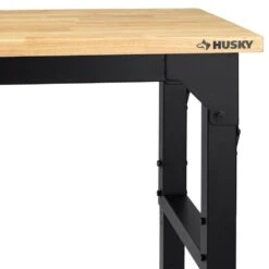 Husky 96 In. W X 23 In. D Adjustable Height Extra Wide Heavy Duty Black Workbench With Solid Wood Top -Husky Tools Shop husky workbenches htc1000014 c3 1000