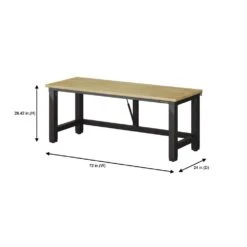 Husky Ready-To-Assemble 72 In. W X 24 In. D Folding Adjustable Height Solid Wood Top Workbench In Black -Husky Tools Shop husky workbenches wsh72fwb 76 1000