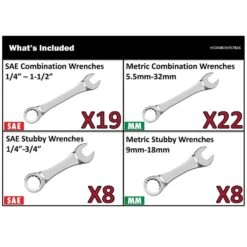 Husky Combination And Stubby Wrench Set (57-Pieces) -Husky Tools Shop husky wrench sets hcombowr57bas 66 1000