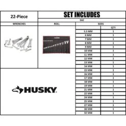 Husky Master Metric Combo Wrench Set (22-Piece) -Husky Tools Shop husky wrench sets hcwmmms d4 1000