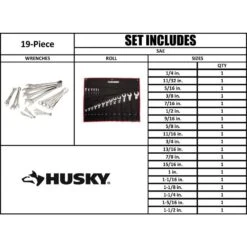 Husky Master SAE Combo Wrench Set (19-Piece) -Husky Tools Shop husky wrench sets hcwsaems d4 1000