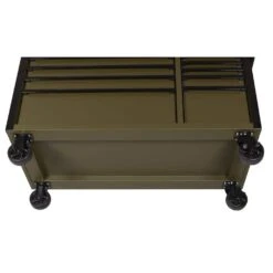 Husky Limited Edition 52 In. X 24.5 In. D 10-Drawer Army Green Mobile Workbench With Solid Wood Top -Husky Tools Shop matte army green husky tool cabinets h52mwc10army 1d 1000