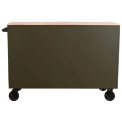 Husky Limited Edition 52 In. X 24.5 In. D 10-Drawer Army Green Mobile Workbench With Solid Wood Top -Husky Tools Shop matte army green husky tool cabinets h52mwc10army 66 1000