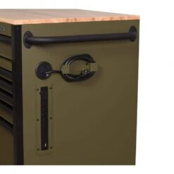 Husky Limited Edition 52 In. X 24.5 In. D 10-Drawer Army Green Mobile Workbench With Solid Wood Top -Husky Tools Shop matte army green husky tool cabinets h52mwc10army c3 1000