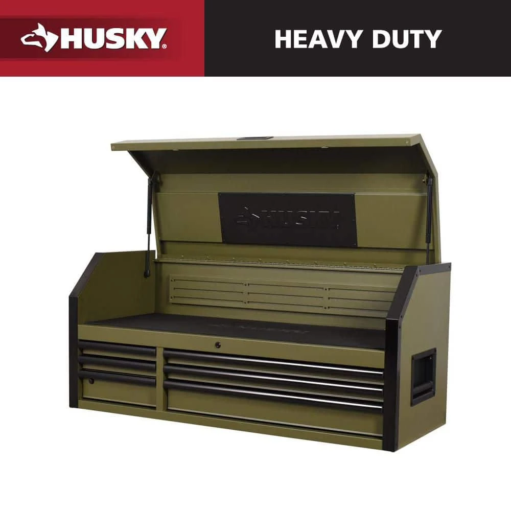 Husky Heavy Duty 52 In. W 6-Drawer Matte Army Green Top Tool Chest 3 Husky Heavy Duty 52 In. W 6-Drawer Matte Army Green Top Tool Chest