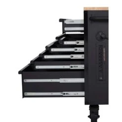 Husky 56 In. W X 27.6 In. D 10-Drawer Matte Black Heavy-Duty Mobile Workbench With Pegboard And Top Cabinets -Husky Tools Shop matte black husky mobile workbenches h56ultwsmb 1d 1000