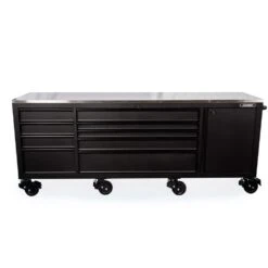 Husky 96 In. W X 24 In. D 9-Drawer Heavy-Duty Mobile Workbench With Stainless Steel Top In Matte Black -Husky Tools Shop matte black husky mobile workbenches hotc9609bb1m 44 1000