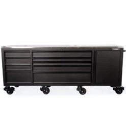 Husky 96 In. W X 24 In. D 9-Drawer Heavy-Duty Mobile Workbench With Stainless Steel Top In Matte Black -Husky Tools Shop matte black husky mobile workbenches hotc9609bb1m 4f 1000