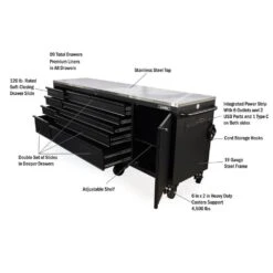 Husky 96 In. W X 24 In. D 9-Drawer Heavy-Duty Mobile Workbench With Stainless Steel Top In Matte Black -Husky Tools Shop matte black husky mobile workbenches hotc9609bb1m 77 1000