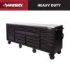Husky Tool Storage Heavy Duty 96 In. W X 24 In. D Matte Black Mobile Workbench Cabinet With Stainless Steel Top -Husky Tools Shop matte black husky mobile workbenches hotc9624bb1m 64 1000